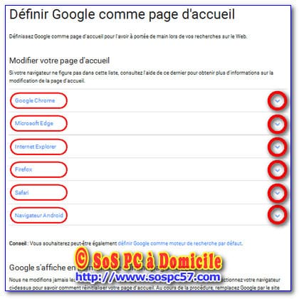 Définir Google comme page d'accueil